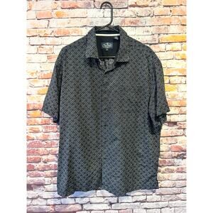 NatNast short sleeve button up blue white silk blend shirt men's size XL